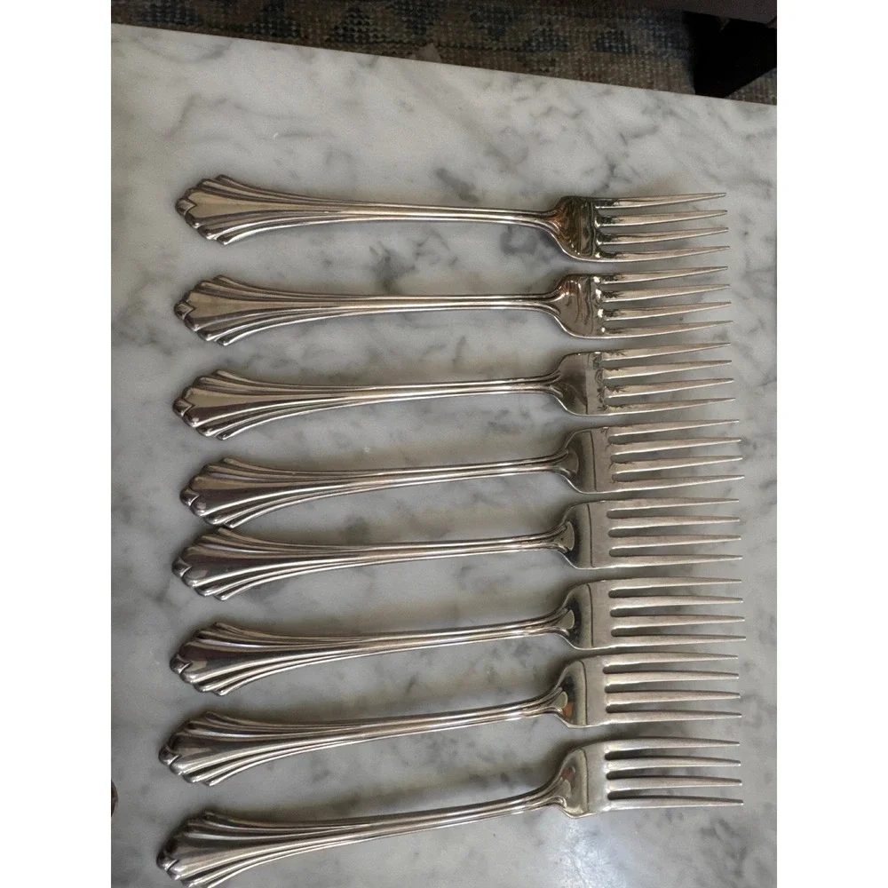 Oneida Bancroft Stainless Steel Flatware Set 39pc Service for 8 USA Art Deco EUC